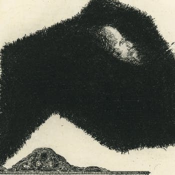 The Conversation II:IV - Electro-Etching with Drypoint and Chine Collé - 6.5" x 4"}